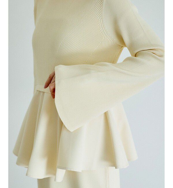 ADAM ET ROPE'「【再入荷】・【サステナブル】・【オケージョン】ペプラムコンビニットワンピース」|ワンピース|