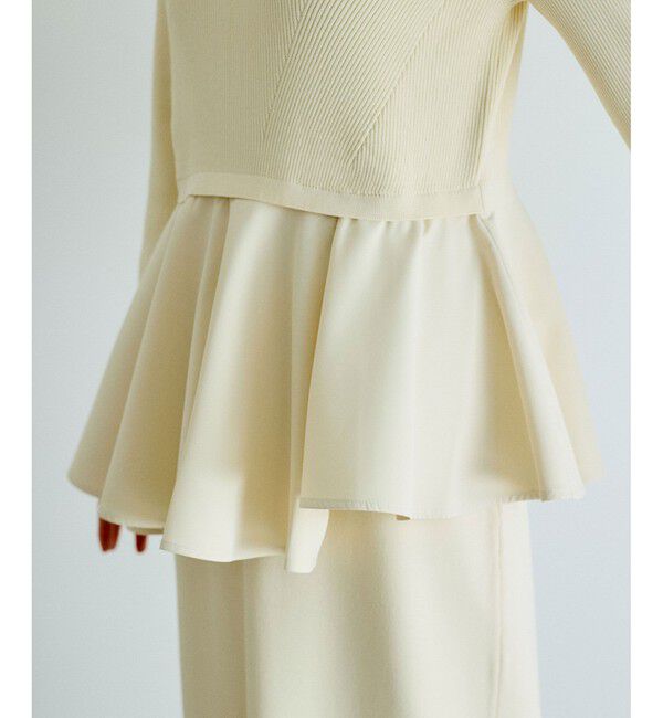 ADAM ET ROPE'「【再入荷】・【サステナブル】・【オケージョン】ペプラムコンビニットワンピース」|ワンピース|