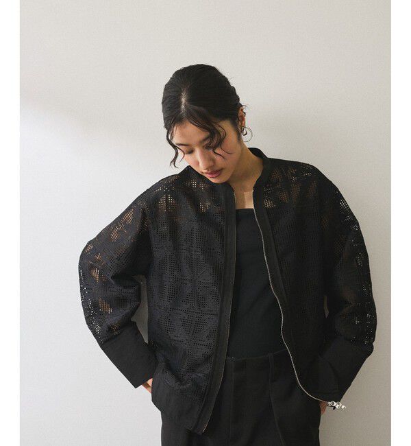 ADAM ET ROPE'「エンブロイダリーメッシュシャツ」|シャツ・ブラウス|ブラック(01)