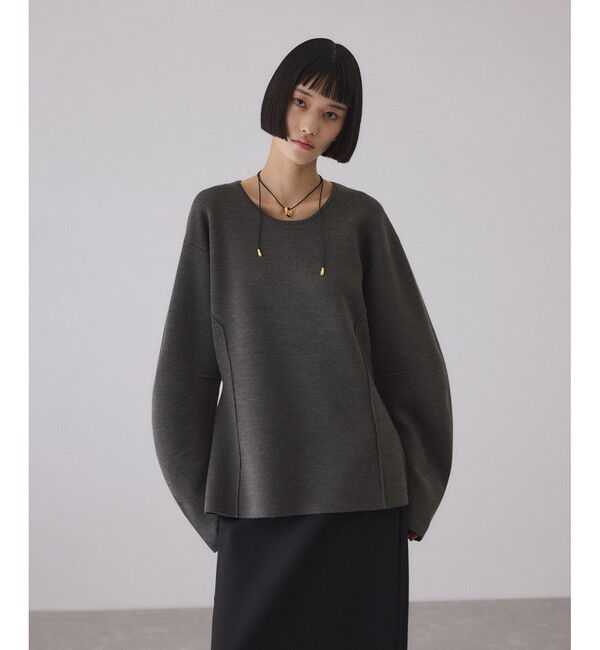 ADAM ET ROPE'「スムースニットフォルムトップス」|ニット・セーター|チャコール(06)