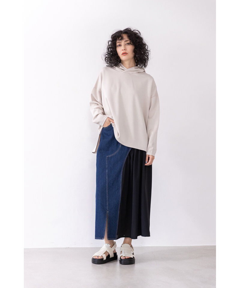  「ギャザー切替デニムスカート」|スカート|