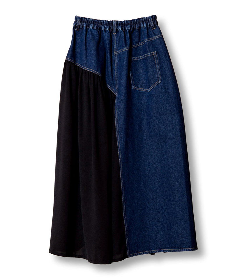  「ギャザー切替デニムスカート」|スカート|