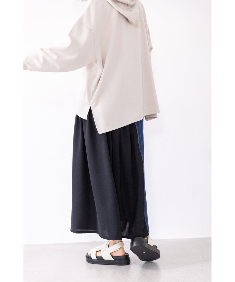  「ギャザー切替デニムスカート」|スカート|