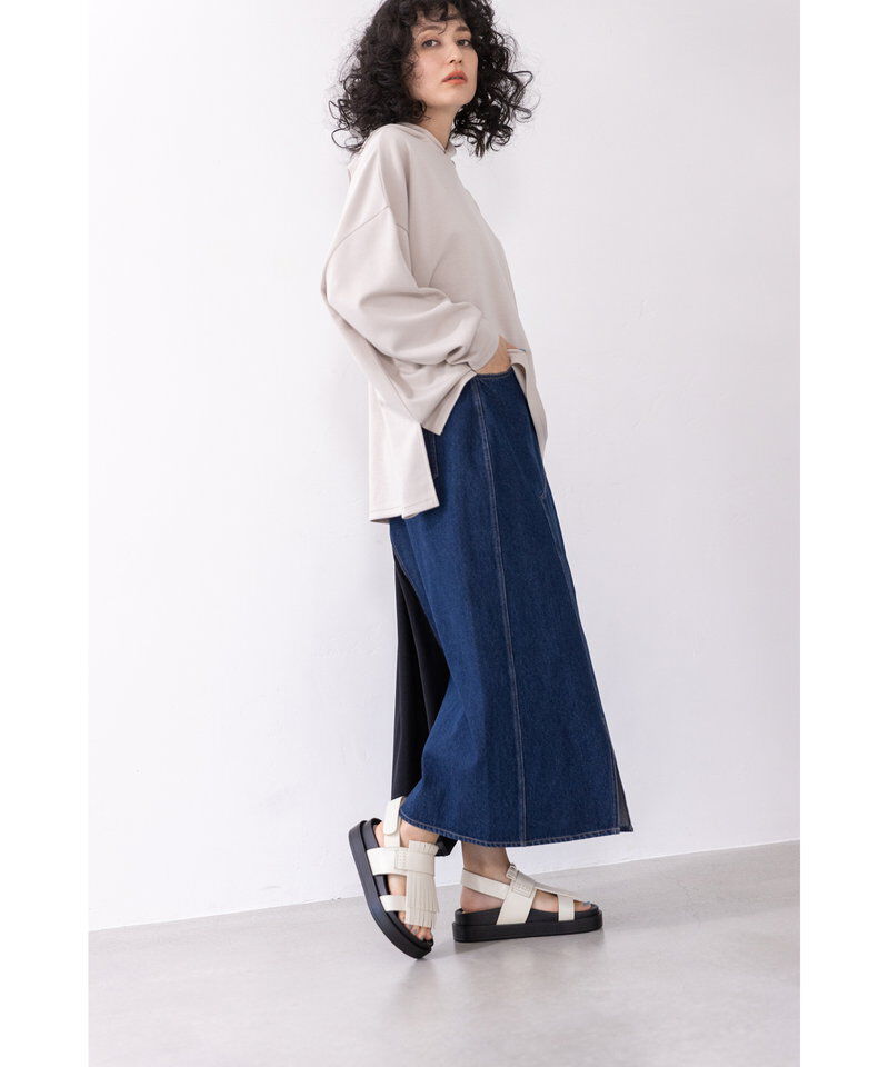  「ギャザー切替デニムスカート」|スカート|