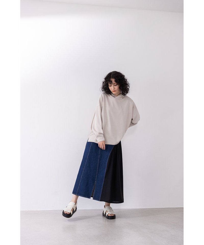  「ギャザー切替デニムスカート」|スカート|