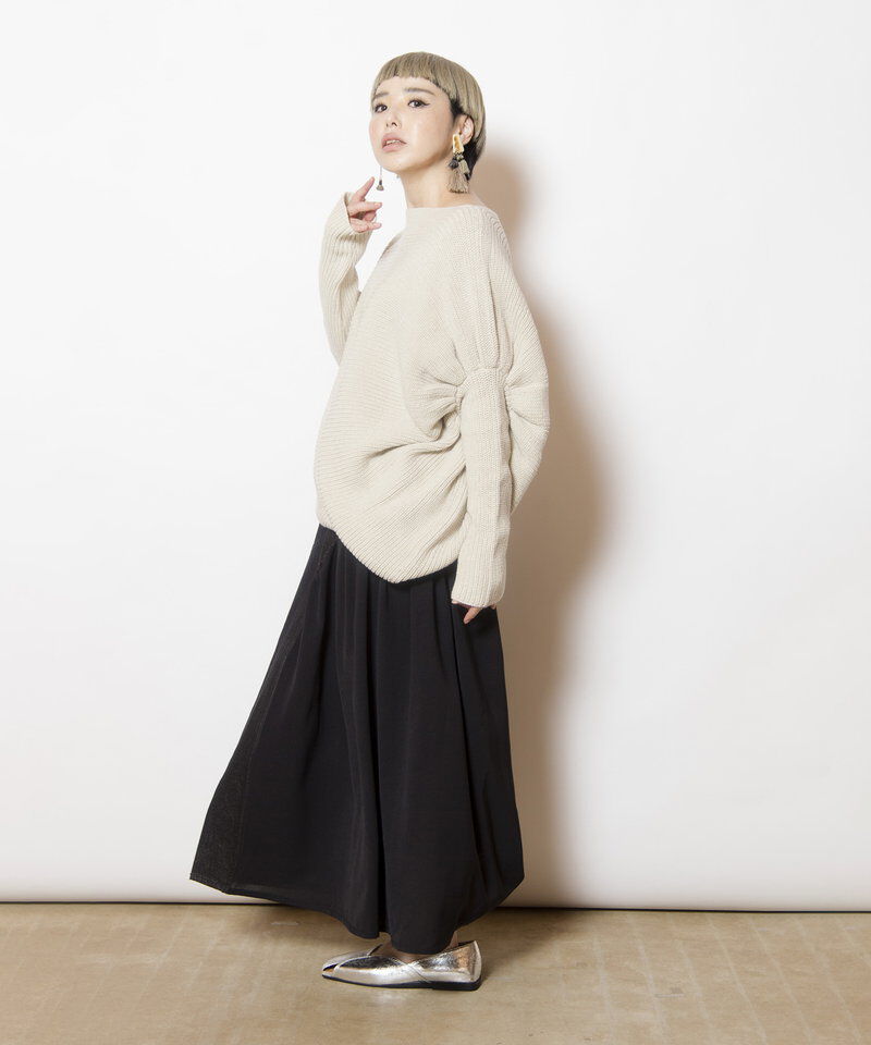  「ギャザー切替デニムスカート」|スカート|