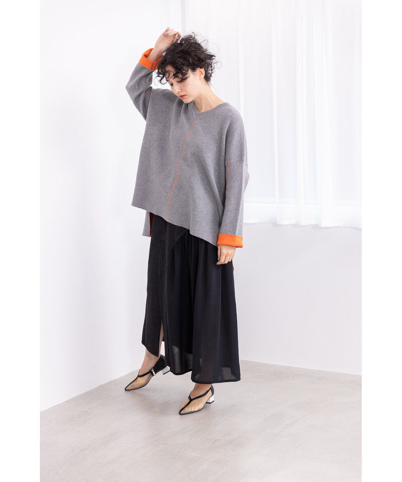  「ギャザー切替デニムスカート」|スカート|