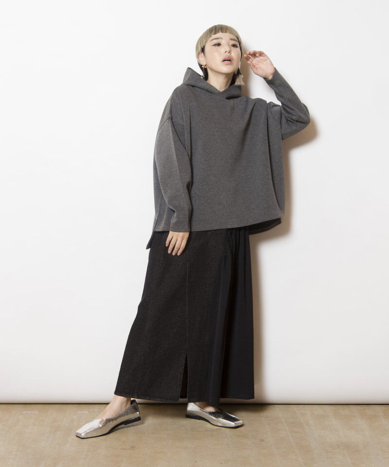  「ギャザー切替デニムスカート」|スカート|