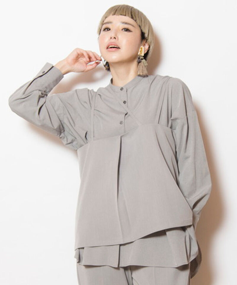  「2WAYアシンメトリービスチェ」|キャミソール|GRAY