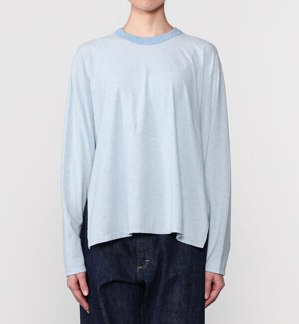  「MEYAME | オーガニックコットン ボーダー長袖Tシャツ WOMEN」|Tシャツ・カットソー|