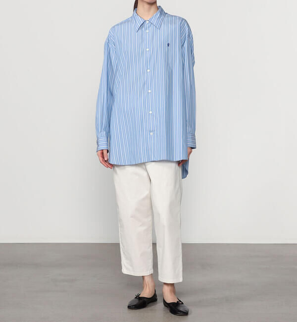 GYMPHLEX「Gymphlex | コットンポリエステル レギュラーカラーチュニックシャツ WOMEN」|シャツ・ブラウス|BLUE系1