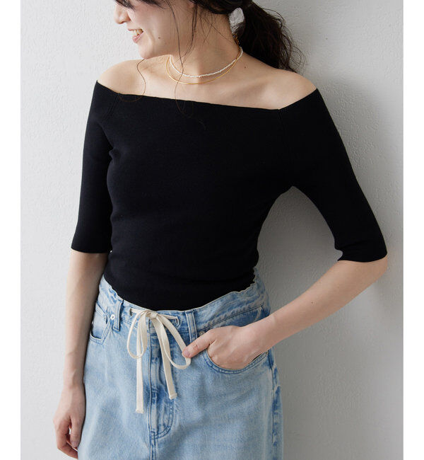 THE PAUSE「【THE PAUSE】オフショルハーフスリーブプルオーバー」|ニット・セーター|