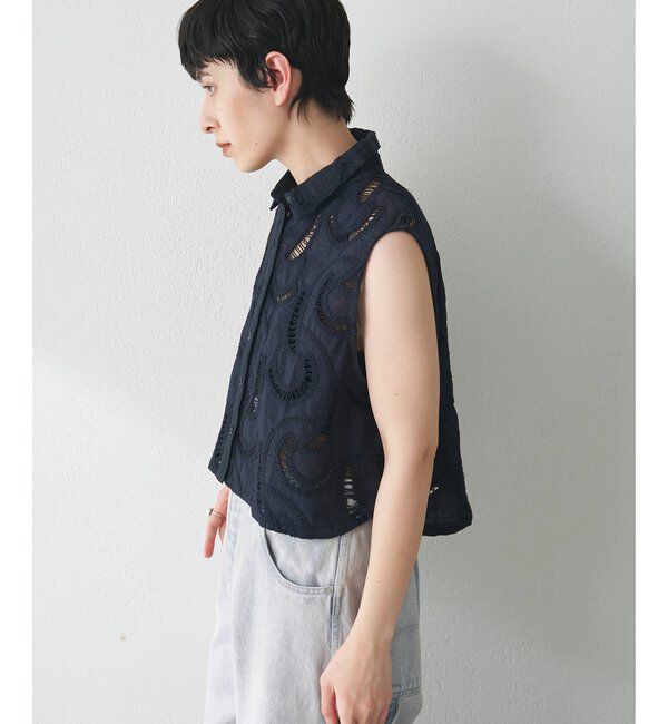  「エンブロイダリーフレンチスリーブシャツ」|シャツ・ブラウス|