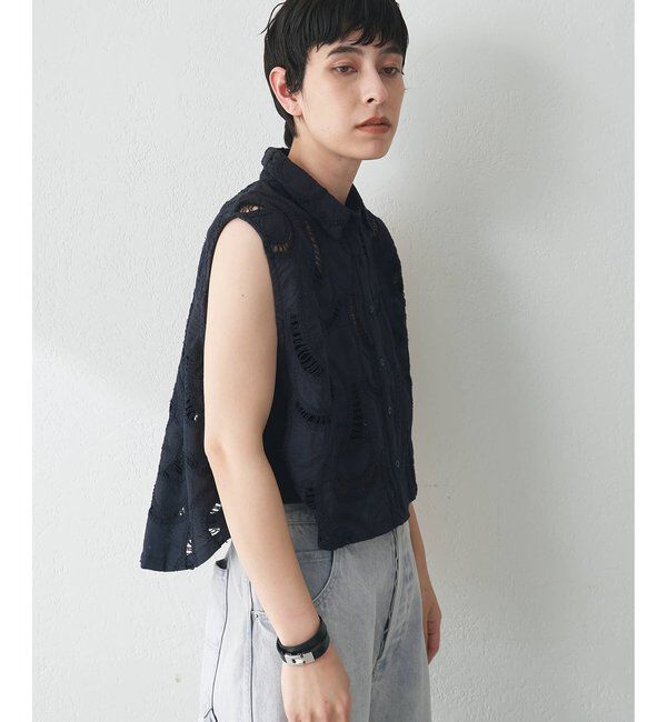  「エンブロイダリーフレンチスリーブシャツ」|シャツ・ブラウス|