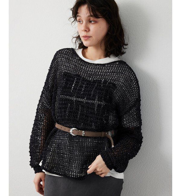  「スエードライクローゲージニット」|ニット・セーター|チャコールグレー