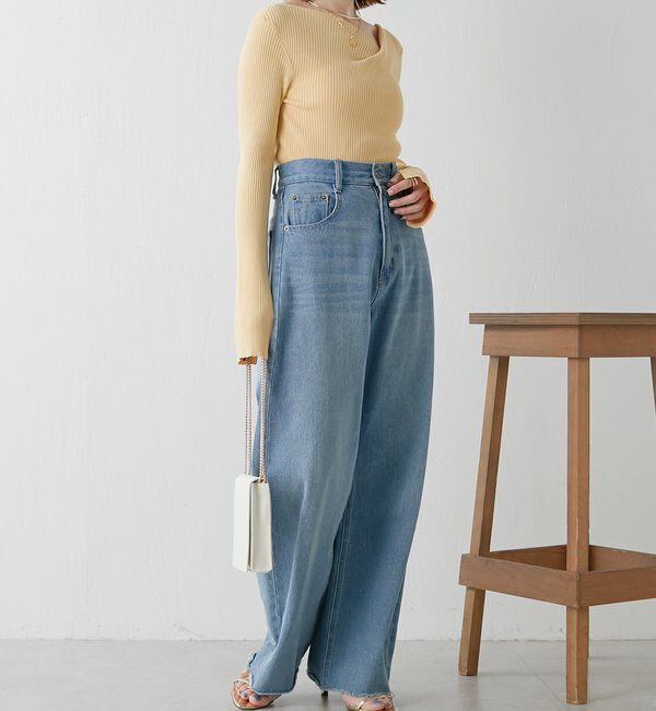  「デザインネックリブニット」|ニット・セーター|