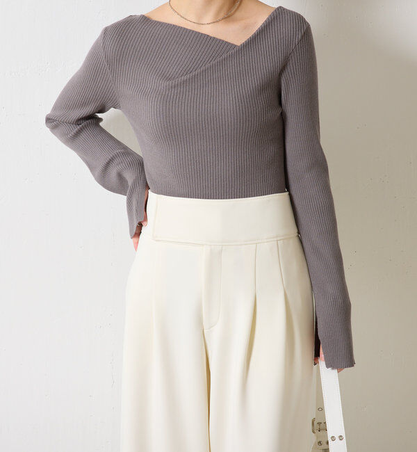  「デザインネックリブニット」|ニット・セーター|