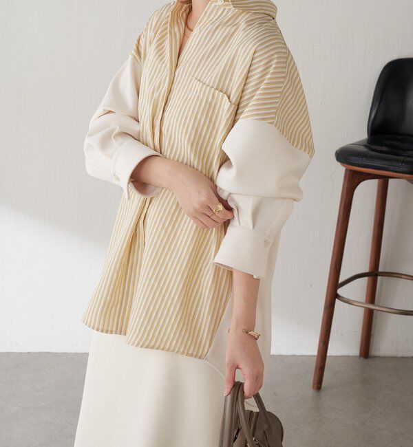  「【冬から着れる】ポンチドッキングシャツ」|シャツ・ブラウス|