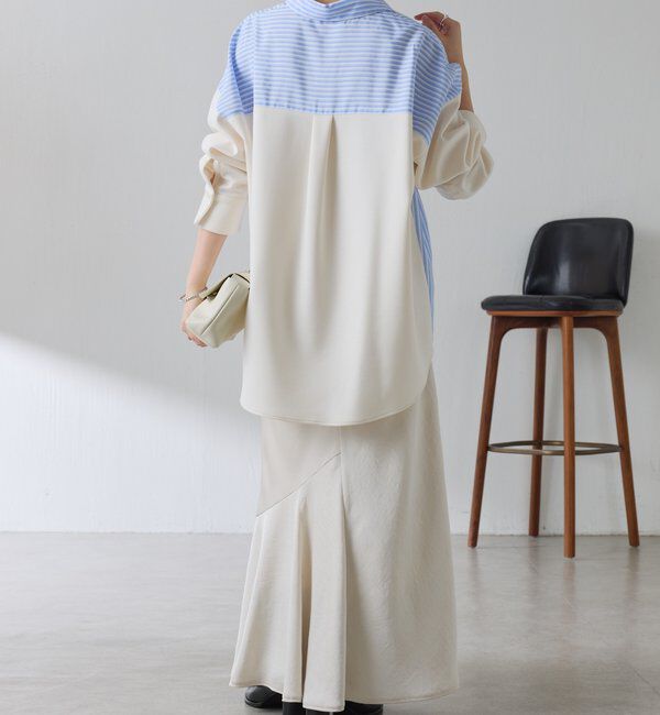  「【冬から着れる】ポンチドッキングシャツ」|シャツ・ブラウス|