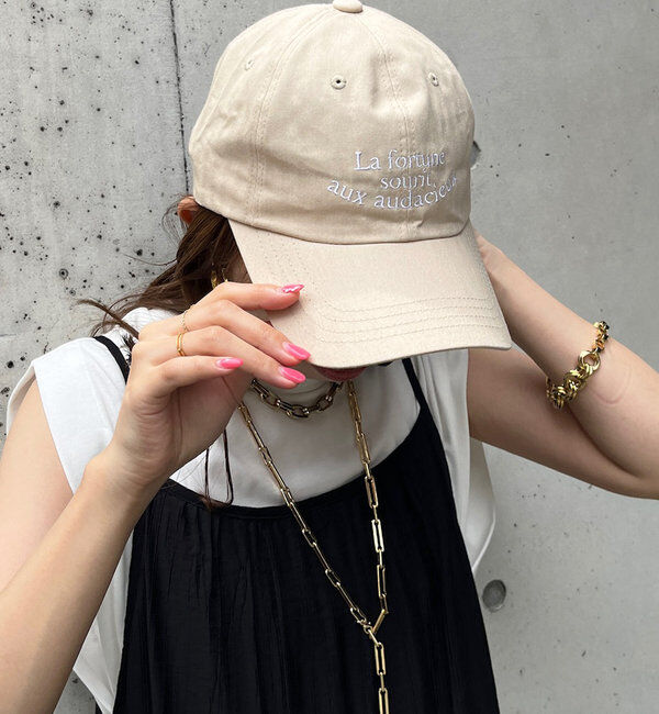  「３段刺繍ロゴキャップ」|ハット|ベージュ