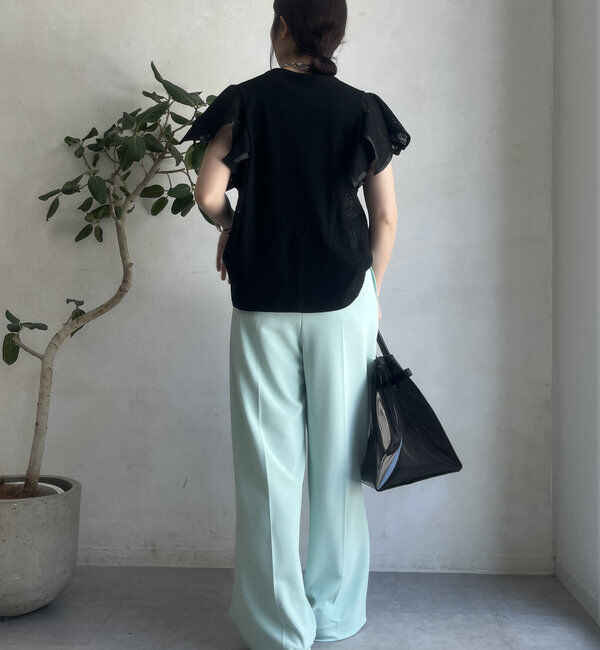  「【WEB限定】レース切替トップス」|Tシャツ・カットソー|