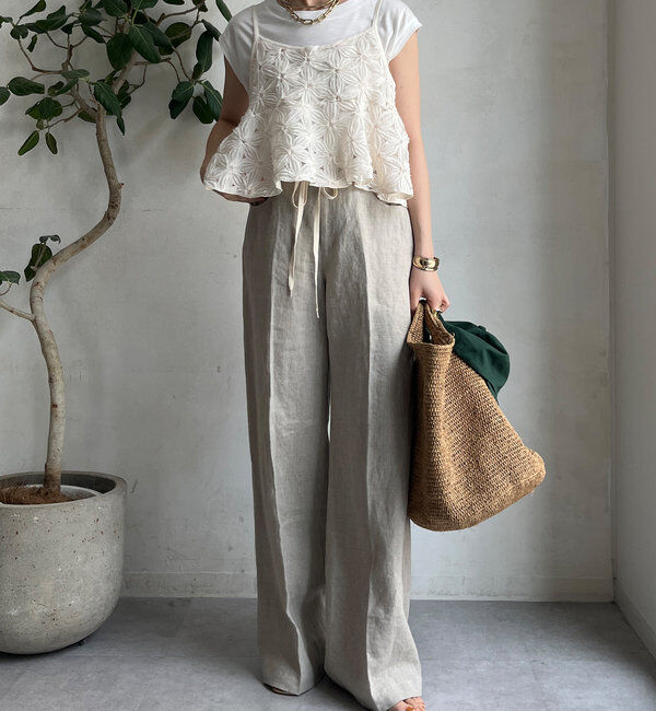  「リネン紐ドロストパンツ」|チノ|
