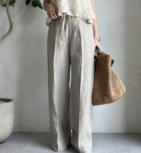  「リネン紐ドロストパンツ」|チノ|