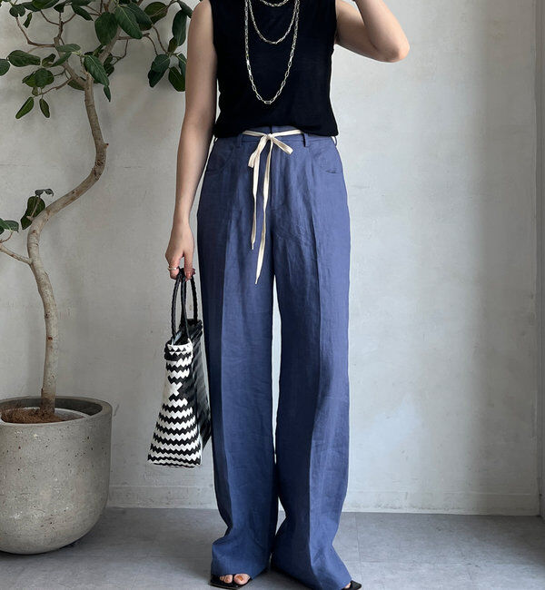  「リネン紐ドロストパンツ」|チノ|