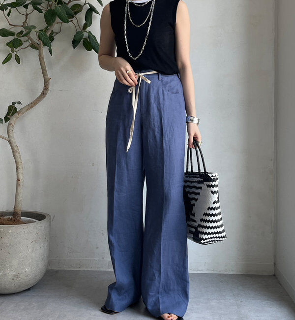  「リネン紐ドロストパンツ」|チノ|