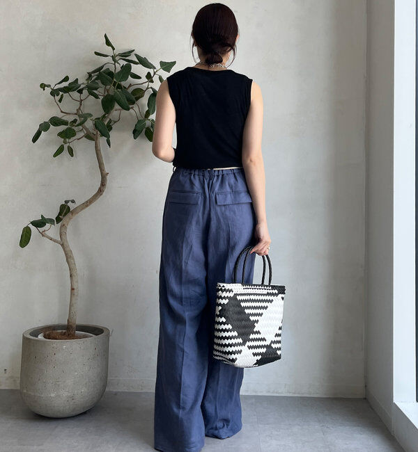  「リネン紐ドロストパンツ」|チノ|