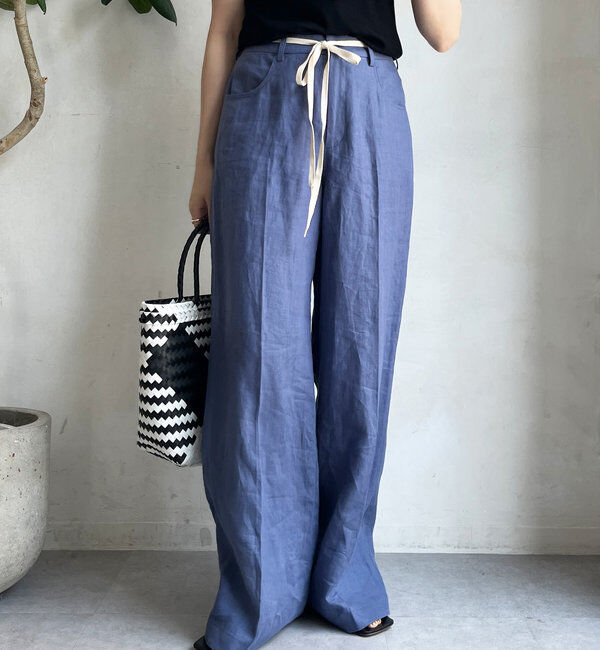  「リネン紐ドロストパンツ」|チノ|