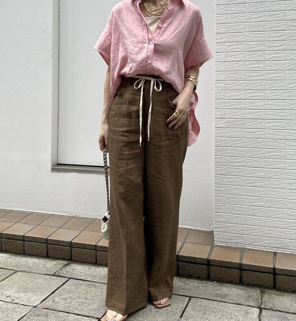  「リネン紐ドロストパンツ」|チノ|