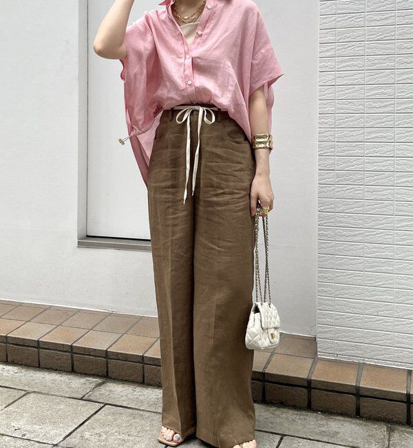  「リネン紐ドロストパンツ」|チノ|