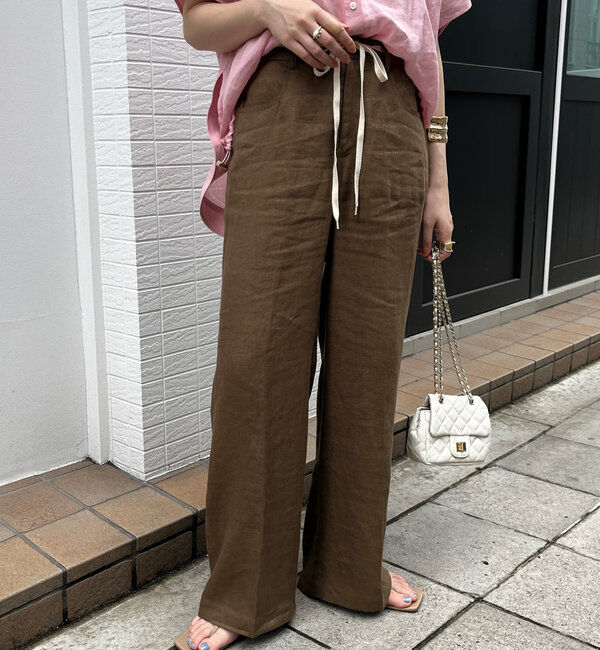  「リネン紐ドロストパンツ」|チノ|