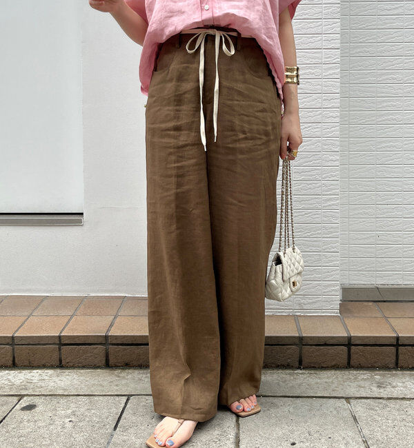  「リネン紐ドロストパンツ」|チノ|