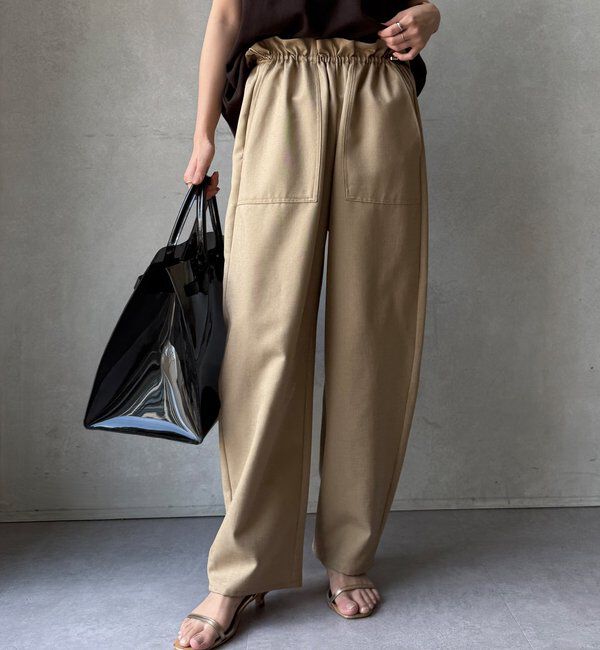  「【WEB限定】 麻調シャイニーイージーパンツ」|チノ|