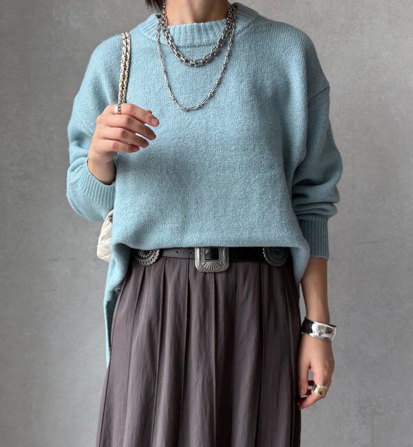  「【WEB限定】ワイドシルエットクルーネックプルオーバー」|ニット・セーター|サックスブルー