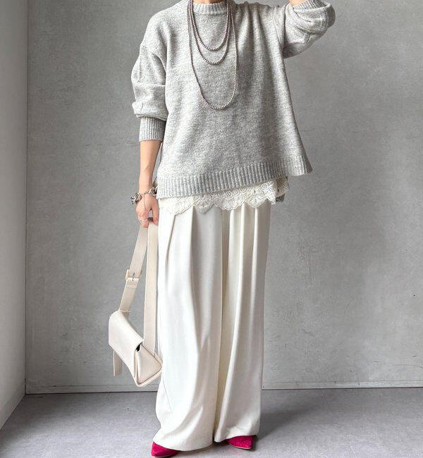  「【WEB限定】ワイドシルエットクルーネックプルオーバー」|ニット・セーター|