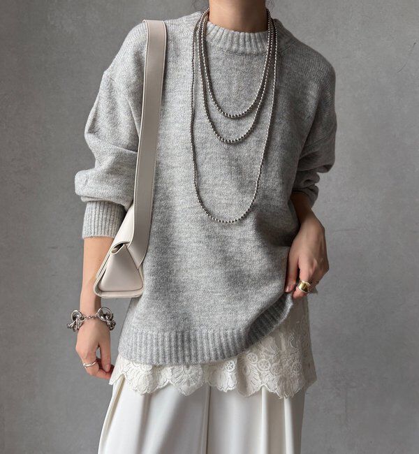  「【WEB限定】ワイドシルエットクルーネックプルオーバー」|ニット・セーター|