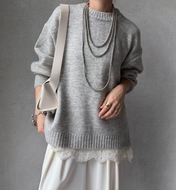  「【WEB限定】ワイドシルエットクルーネックプルオーバー」|ニット・セーター|