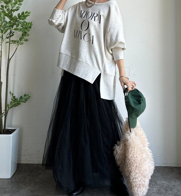  「【WEB限定】サイドスリットロゴスウェット」|Tシャツ・カットソー|