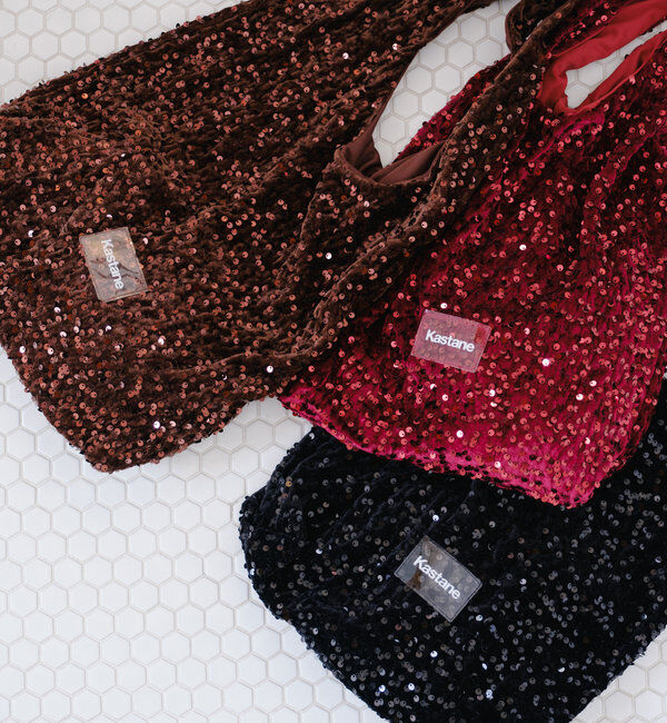  「【A4サイズ】ベロアスパンコールマルシェバッグ」|トートバッグ|