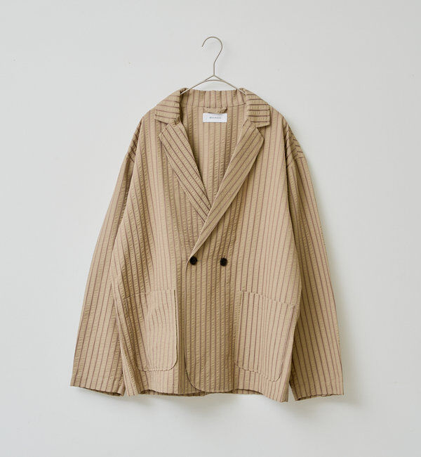  「*【WHIMSIC/SETUP対応】シアサッカーストライプダブルジャケット」|テーラードジャケット|