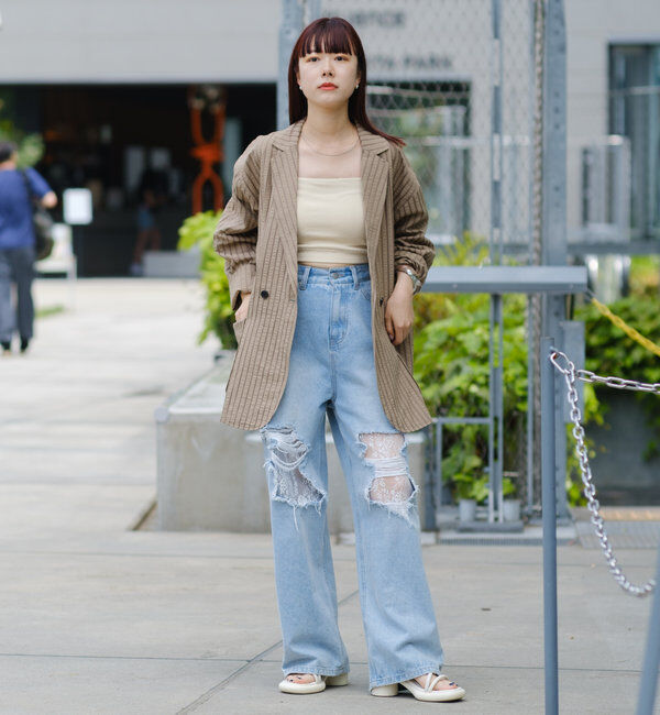  「*【WHIMSIC/SETUP対応】シアサッカーストライプダブルジャケット」|テーラードジャケット|