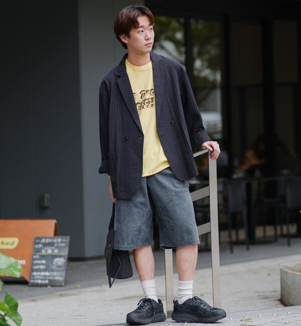  「*【WHIMSIC/SETUP対応】シアサッカーストライプダブルジャケット」|テーラードジャケット|