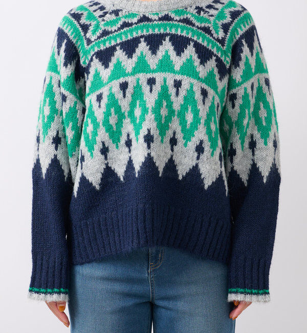  「《体型カバー◎WEB限定》起毛求心ジャガードニット」|ニット・セーター|