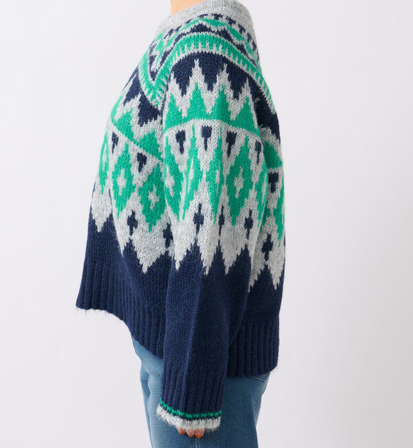  「《体型カバー◎WEB限定》起毛求心ジャガードニット」|ニット・セーター|