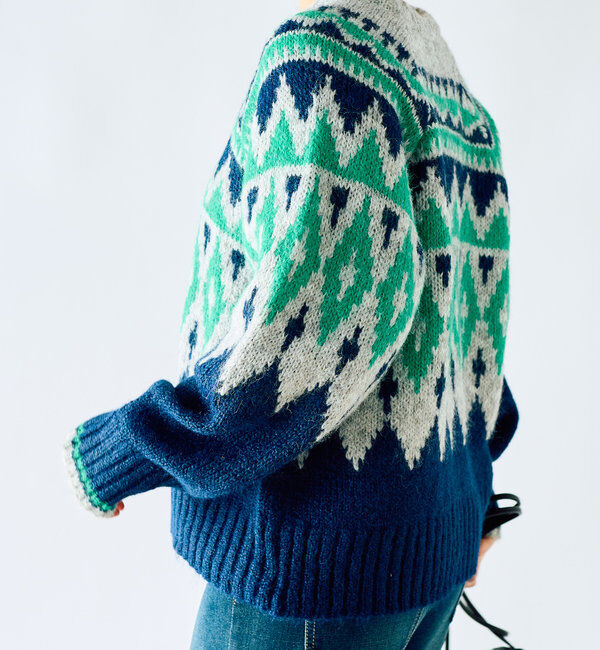  「《体型カバー◎WEB限定》起毛求心ジャガードニット」|ニット・セーター|