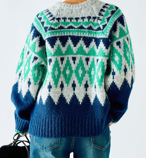  「《体型カバー◎WEB限定》起毛求心ジャガードニット」|ニット・セーター|