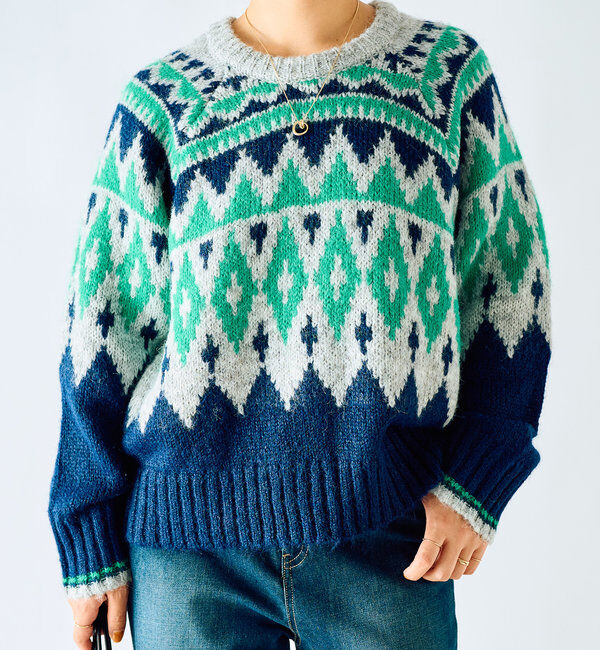  「《体型カバー◎WEB限定》起毛求心ジャガードニット」|ニット・セーター|